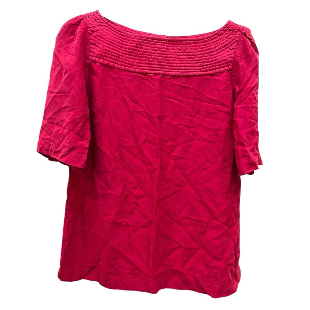 Banana Republic Women’s L Pink 100% Silk Boatneck Short Sleeve Blouse Lined soft